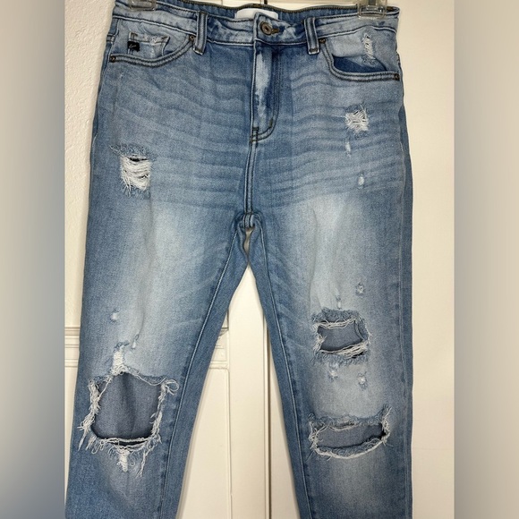 KanCan Blue Distressed Ankle Cropped Jeans size 7 - Picture 3 of 7